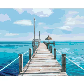 ZUTY Malování podle čísel - MOLO A MOŘE (TED DAVIS) Rozměr: 40x50 cm, Rámování: bez rámu a bez vypnutí plátna