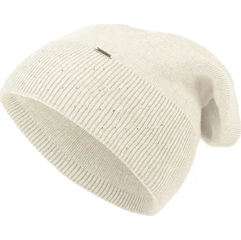 Čepice Dámská pletená čepice Wrobi s lesklými kamínky, světle béžová 7100377-7