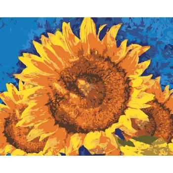 ZUTY Malování podle čísel - SLUNEČNICE NA MODRÉM POZADÍ Rozměr: 40x50 cm, Rámování: bez rámu a bez vypnutí plátna