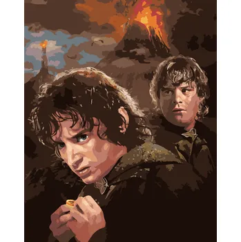 ZUTY Malování podle čísel - FRODO A SAM U HORY OSUDU (PÁN PRSTENŮ) Rozměr: 40x50 cm, Rámování: bez rámu a bez vypnutí plátna