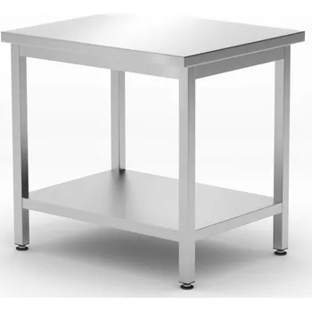 Dílenský stůl Hendi Pracovní stůl středový s policí Budget Line - montovaný, hloubka 600 mm, HENDI, Budget Line, 800x600x(H)850mm