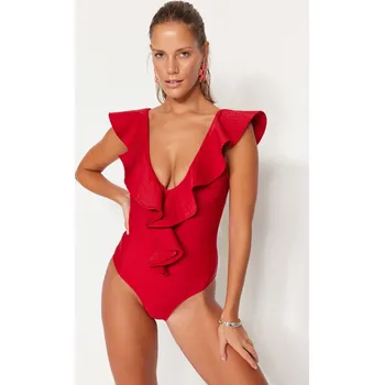 Dámské plavky Dámské jednodílné plavky Trendyol Frill detailed Trendyol červená 2167729