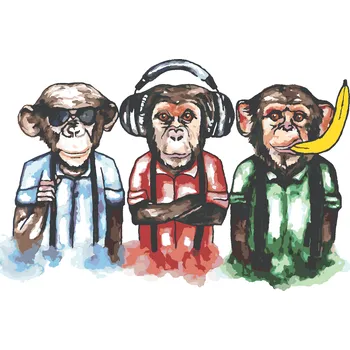 ZUTY Malování podle čísel - TŘI OPICE Rozměr: 40x50 cm, Rámování: bez rámu a bez vypnutí plátna