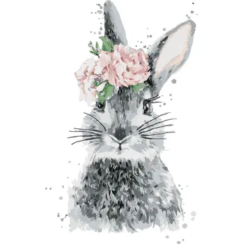 ZUTY Malování podle čísel - KRÁLÍK S KVĚTINKAMI Rozměr: 40x50 cm, Rámování: bez rámu a bez vypnutí plátna