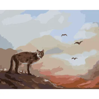 ZUTY Malování podle čísel - PUMA, PTÁCI A ZÁPAD SLUNCE (D. RUSTY RUST) Rozměr: 40x50 cm, Rámování: bez rámu a bez vypnutí plátna