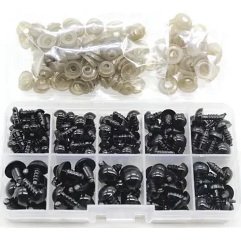 Bezpečnostní plastové oči -142ks 6-12mm černé