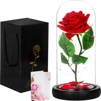 Umělá květina Springos Věčná růže ve skle s led osvětlením