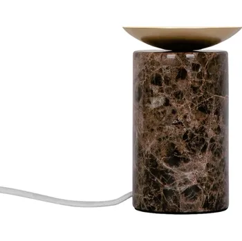 Lampička Nordlux Opálově bílá skleněná stolní lampa Lilly s hnědou podstavou