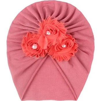 Čepice Semišová čepice pro děti | čepička pro miminka s květinami - Růžová 2