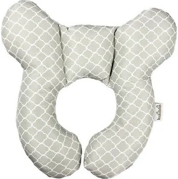 Dekorativní polštářek Polštářek za krk | podhlavníček do kočárku, styl medvídek - Šedá mřížka