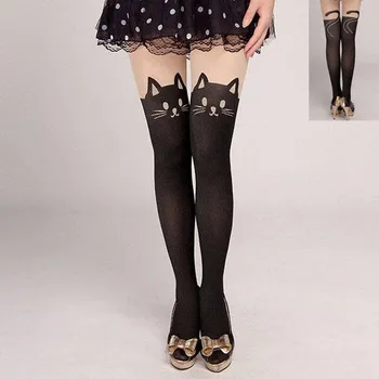 Dámské punčochy Dámské punčochy | silonky se vzorem kočky