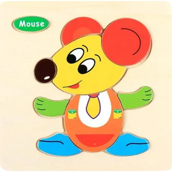 Dřevěná hračka Dřevěné skládačky | dřevěné puzzle pro nejmenší - 15 x 15 cm - Myška