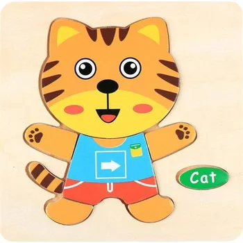 Dřevěná hračka Dřevěné skládačky | dřevěné puzzle pro nejmenší - 15 x 15 cm - tygřík