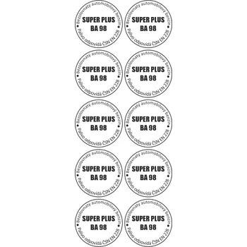 označení paliv SUPER PLUS BA 98 samolepka UV tisk arch 10 ks - 40 mm