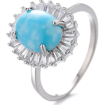 Prsten Stříbrný prsten MICHELA oválný tyrkys osázený zirkony Velikost:5 (EU: 49-50) Ag/; ≤3,36 g 10063_5