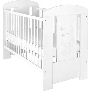 Dětská postýlka Dřevěná postýlka New Baby Králíček bílá (Dětská postýlka klasických rozměrů)