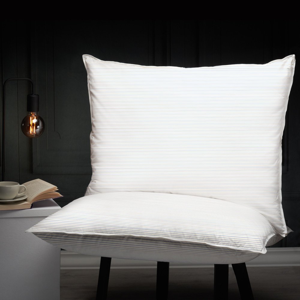 Péřový polštář CLASSIC: Modro-bílý proužek 40x40cm