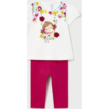 Dívčí komplet triko, legíny Mayoral 1777 bílá, růžová Rozměr: 9 měsíců