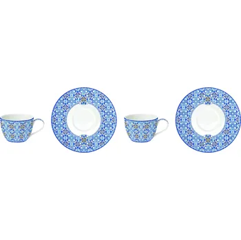 Easy Life, Itálie Easy Life - Dva porcelánové šálky a podšálky Maiolica Blue v dárkové krabičce - 240 ml Barva: jako na obrázku