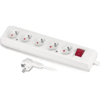 Přepěťová ochrana JONEX Prodlužovací kabel s pěti zásuvkami s vypínačem 3x2p+Z 10A 3m bílý