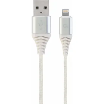 Kabel do PC Gembird kábel nabíjací Lightning 8-pin (M) na USB 2.0 (M), prémiový, opletený, 2 m, biely