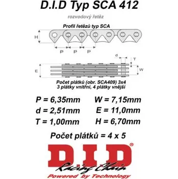Řetězová sada pro motocykl D.I.D Rozvodový řetěz DID APRILIA 650 Pegaso Tuscany Tibet rok 0