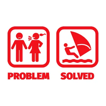 Samolepící dekorace SAMOLEPKA Problem? Solved 009 plachtění (10 - červená) NA AUTO, NÁLEPKA, FÓLIE, POLEP, TUNING, VLASTNÍ TEXT, TISK, AUTOSAMOLEPKY.cz, POLEPY, OBRÁZEK, LOGO, SAMOLEPKY