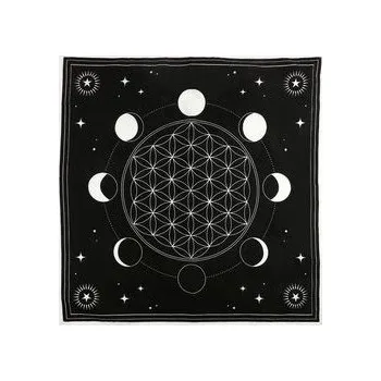 ubrus Oltářní ubrus černý Moon Phase Flower Of Life
