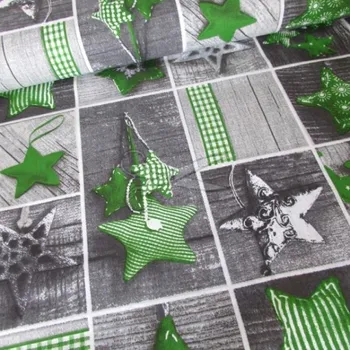 LÁTKA š. 160cm PATCHWORK vánoční ŠEDOZELENÝ