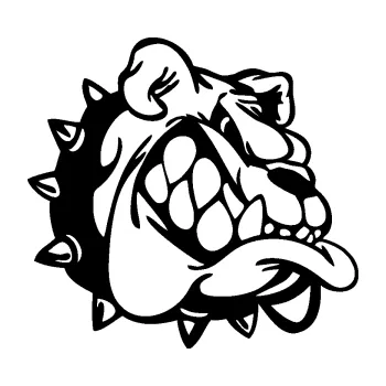 Polep vozidla Pes 182 pravá rozzuřený buldok (01 - černá) SAMOLEPKA NA AUTO, NÁLEPKA, FÓLIE, POLEP, TUNING, VLASTNÍ TEXT, TISK, AUTOSAMOLEPKY.cz, POLEPY, OBRÁZEK, LOGO, 3D STICKERS