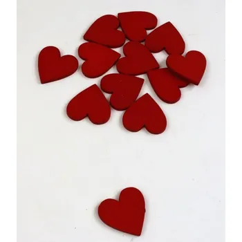Party dekorace Dřevěné srdce červené - 30 mm - 10 ks