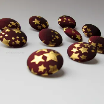 Knoflík HVĚZDIČKOVÉ - sada 9 ks ručně potahovaných knoflíků hvězdičky