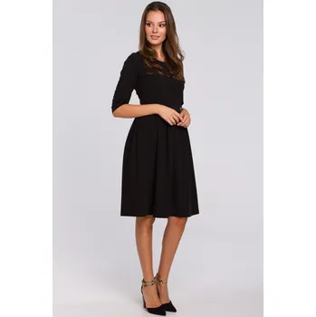 Dámské šaty Áčkové šaty jednobarevné s 3/4 rukávy K010 Barva: Černá, Velikost: XL