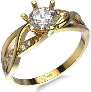 Šperk Couple, Neobyčejný zásnubní prsten Alyx, žluté zlato se zirkony, vel. 55, prům. 17.5 mm, 585-52-1-0515.0Z00.0.55.001