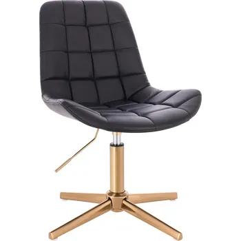 Kosmetické křeslo ekokůže Voss na zlatém kříži - černé