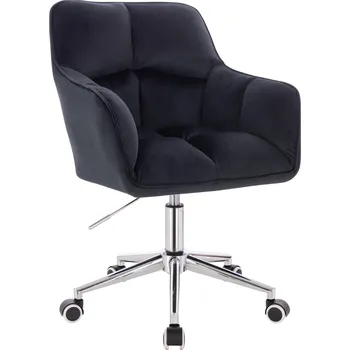 Otočné křeslo Moss velur na stříbrné podstavě s kolečky - černé