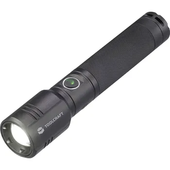 Svítilna TOOLCRAFT SMD LED kapesní svítilna, nastavitelná, s USB rozhraním, s režimem stroboskopu, napájeno akumulátorem, 1000 lm, 35 h, 194 g