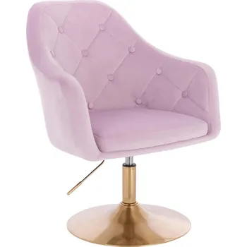 Otočné křeslo Hamar velur na zlatém talíři - fialový vřes