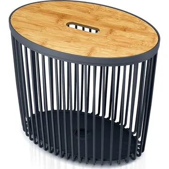 Koš na prádlo Prosperplast Univerzální oválný koš CLUBO s bambusovým víkem 44 cm - barva: antracit
