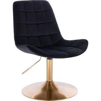 Otočné křeslo Voss velur na zlatém talíři - černé