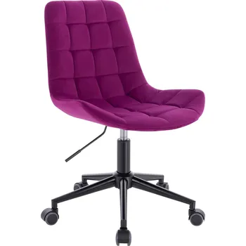 Otočné křeslo Voss velur na černé podstavě s kolečky - fuchsie