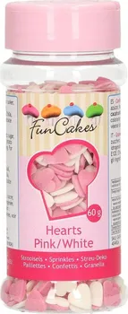 Jedlá dekorace na dort FunCakes Cukrová srdíčka 60 g růžová/bílá