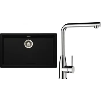 Granitový dřez Set Schock S29-12 (dřez Kiruna N-100XL Night + baterie Keto Masivní nerezová ocel + komponenty Nerez)