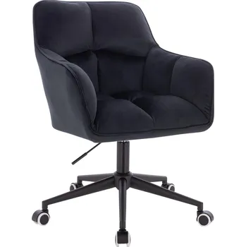 Otočné křeslo Moss velur na černé podstavě s kolečky - černé