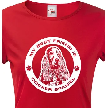 Dámské tričko Dámské tričko Kokršpaněl kulatý motiv, Barva Červená, Velikost XS, Canvas Dámské tričko s krátkým rukávem Bezvatriko.cz 1740