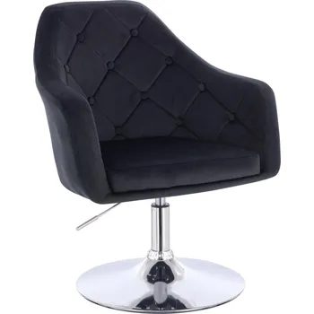 Otočné křeslo Hamar velur na stříbrném talíři - černé