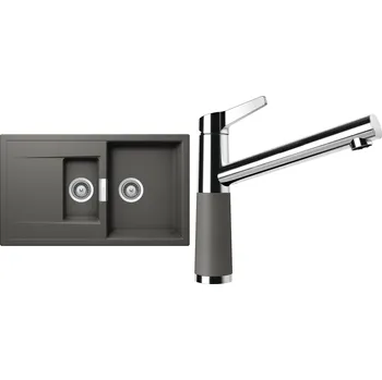 Granitový dřez Set Schock S8-4 (dřez Mono D-150 Silverstone + baterie SC-510 Silverstone)