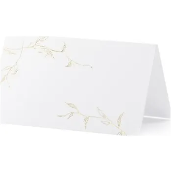 Jmenovka na stůl Jmenovka bílá se zlatými větvičkami 95 x 55 mm