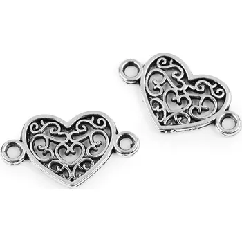 Filigránový dekorační našívací ozdobný díl - srdce 12