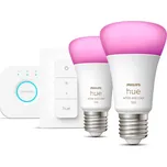 Philips Hue White and Color Ambiance E27 sada (2x LED žárovka+bridge+ovladač)
